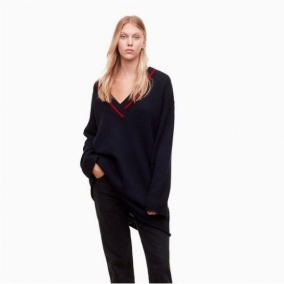 Aritzia Wilfred Free Merino Wool Vanders Sweater Dress Long Sweater Grey - Picture 2 of 12